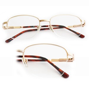 Reading Glasses Bottomless Frame Gold Metal Top +1.00 +2.00