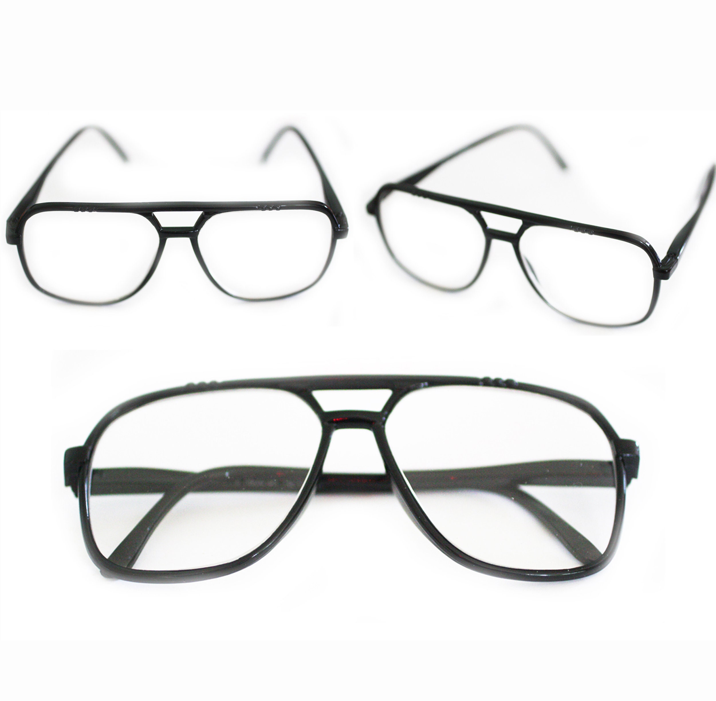 Reading Glasses Classic Men's Black Frame 80s Tech IT Office Computer +1.25 to +3.25 Lens Strengths