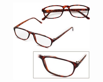 Real Glass Reading Glasses Classic Tortoise Low Rise Frame +1.00 Lens Strength