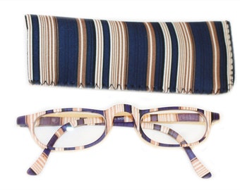 Reading Glasses Half Eye Navy Blue Beach Stripe +1.00 +1.50 +2.00 +3.00