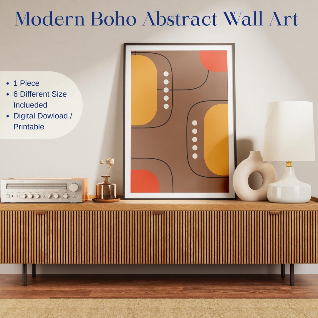 Mid Century Modern Abstract Wall Art Printable | Geometric Minimalist ...