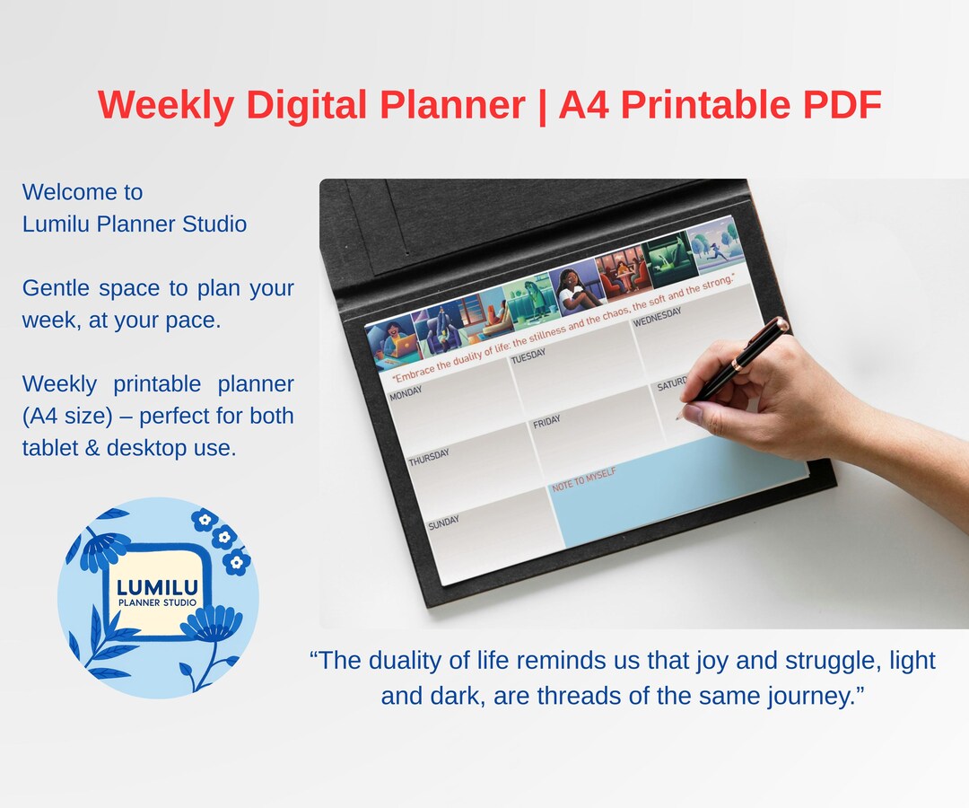 Minimalist Weekly Planner Printable: A4 PDF Digital File - Etsy
