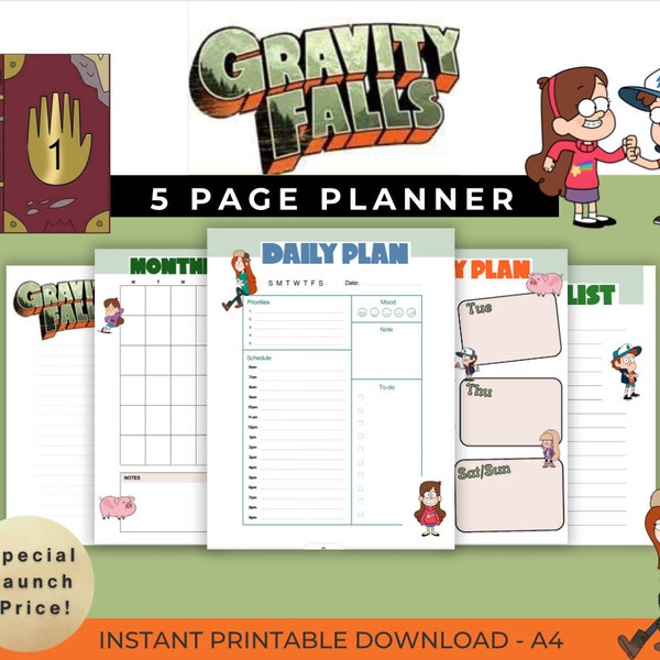 Gravity Falls Journal Planner, Dipper and Mabel Pines, Download Print