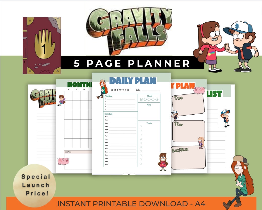 Gravity Falls Journal Planner, Dipper and Mabel Pines, Download Print ...