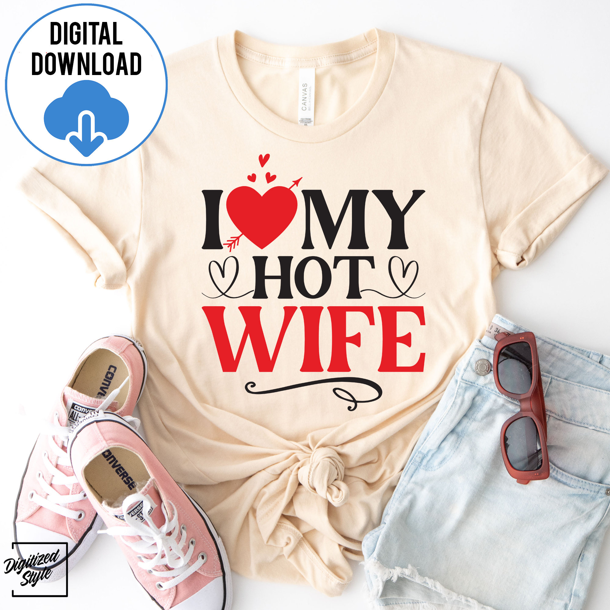 I Love My Hot Wife Heart Sticker Decal Vinyl - 2 Pack