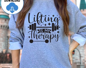 Lifting is My Therapy SVG Cut File, Gym Motivation SVG, Gym Quotes Svg, Fitness Quotes Svg, Gym Saying Svg, Instant Download, Cutting Files
