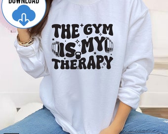 The Gym is My Therapy SVG PNG, Funny Workout Svg, Lose Weight Svg, Fitness Quotes Svg, Sarcastic Svg, Gym Motivation Svg, Gym Therapy SVG