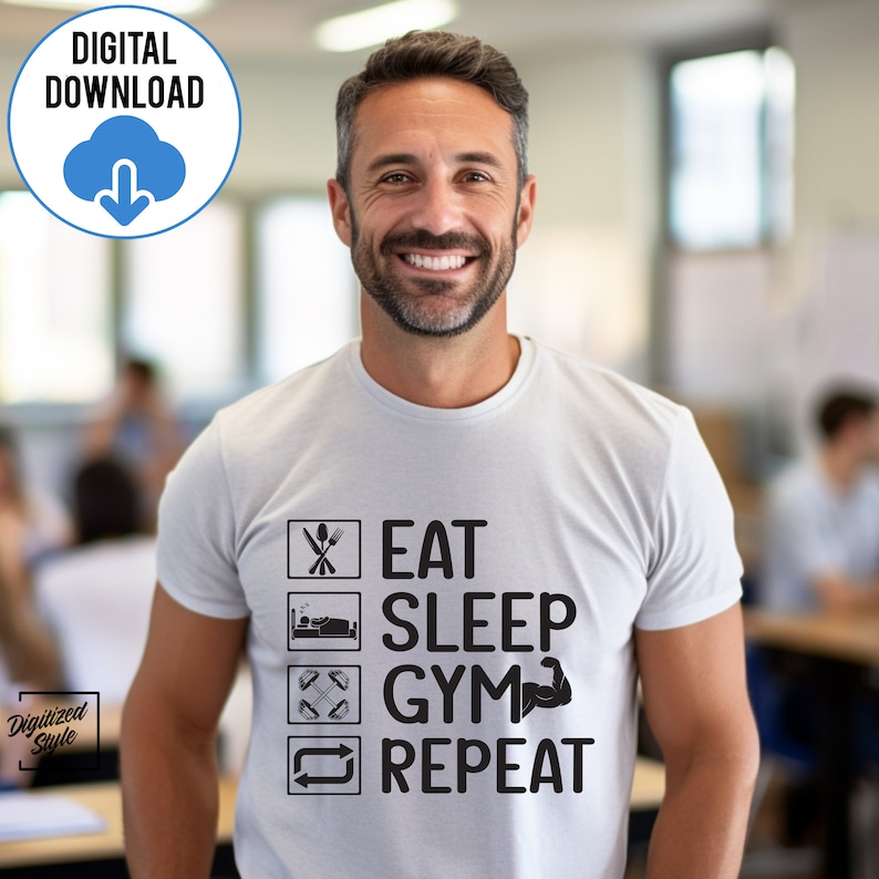 Eat Sleep Gym Repeat SVG PNG, Gym Motivation SVG, Gym Quotes Svg ...