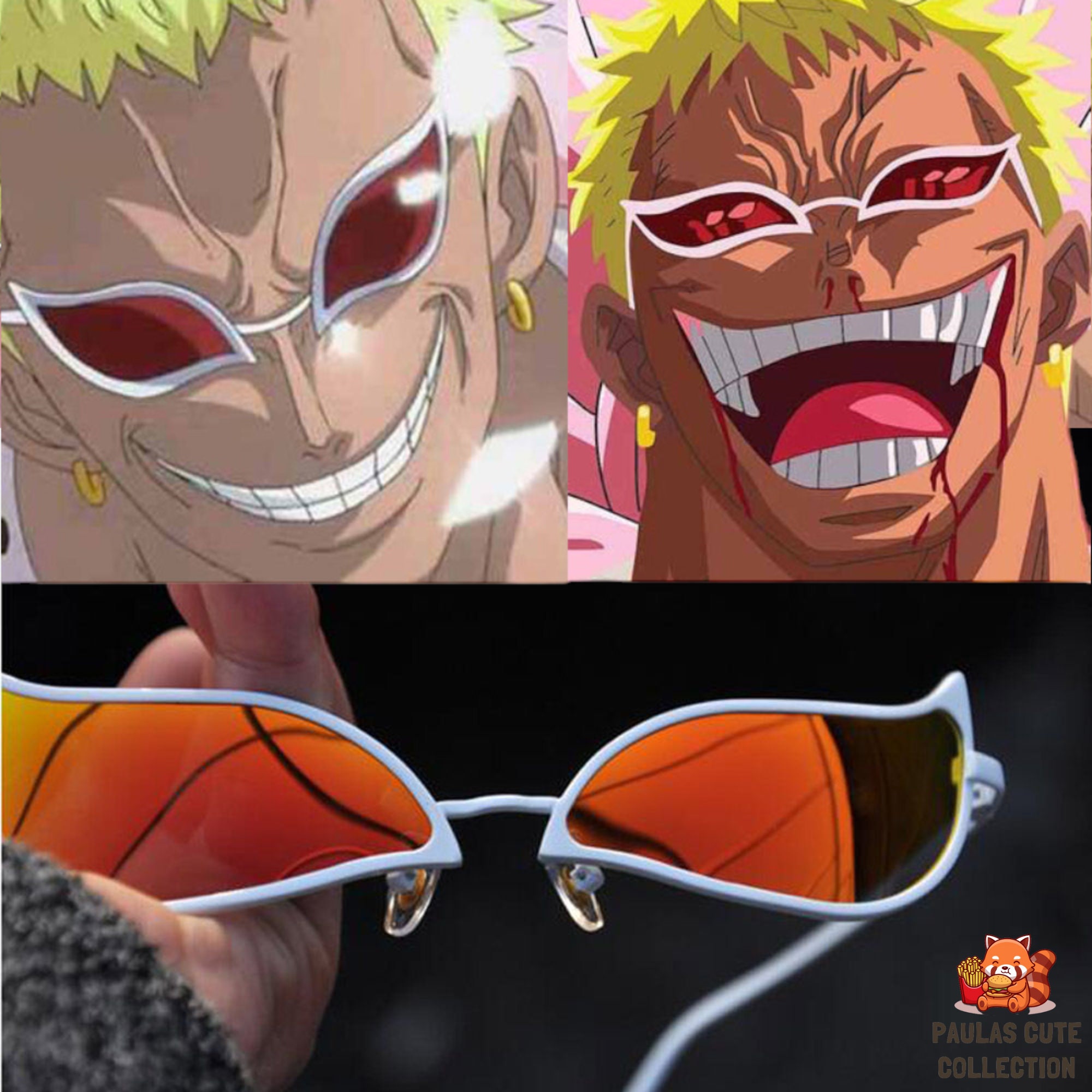 High Quality Fashion Donquixote Doflamingo Cosplay Glasses Anime Halloween  PVC Sunglasses Men Women Funny Christmas Gift