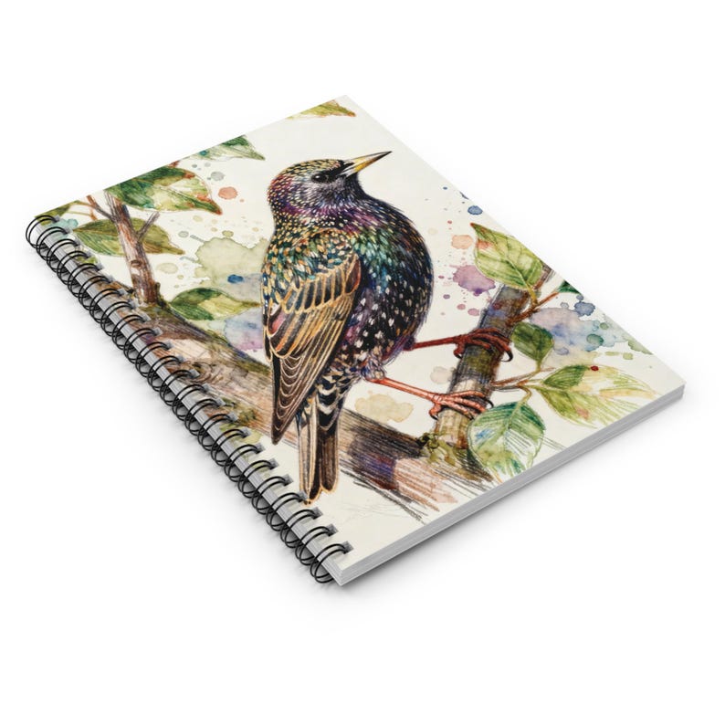 Common Starling Spiral Notebook ~ Bird Art Cover, Spiral Bound, Ruled ...