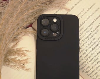 Custodia per iPhone 15 14 13 12 Pro Max Plus protettiva antiurto Premium Cover Silicone liquido Carino Morbido Nero