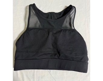 Zyia Active Frauen Schwarz Mesh High Neck Reißverschluss Zurück Sport BH Groß
