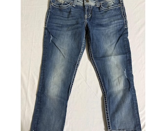 BKE Payton Ankle Skinny Jeans Medium Wash Distressed Size 32S 32x28 Womens