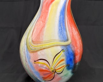 Large Retro Murano Viz Art Vase