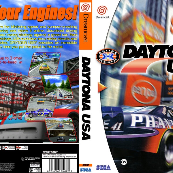 Dreamcast Custom Made Daytona USA Video Game, Full Color Art