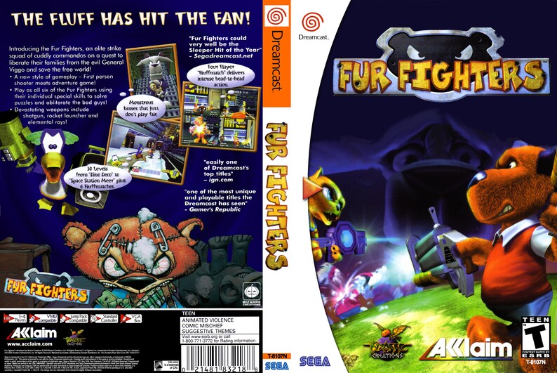 Dreamcast Custom Made Fur Fighters Video Game, FULL COLOR ART image 1
