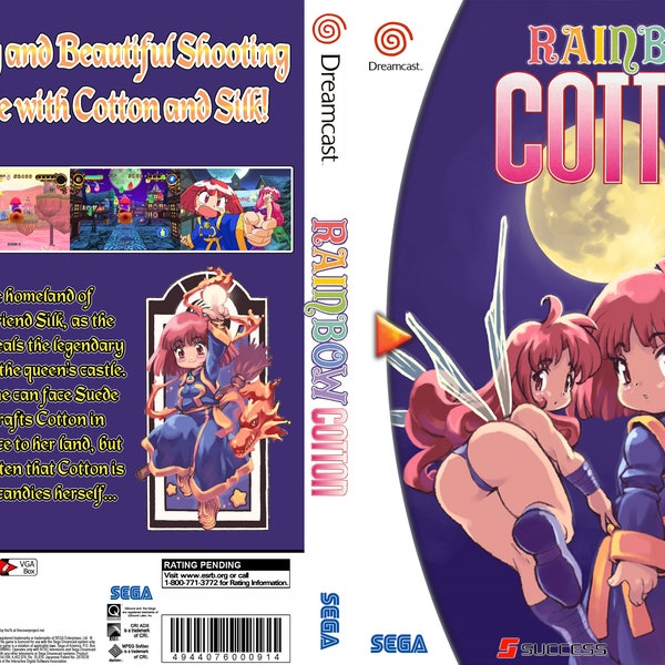Dreamcast Custom Made Rainbow Cotton English Translation Video Game, Full Color Art