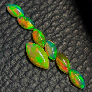 AAA White Opal Marquise Cabochon Lot: Multi Fire Gemstone Set