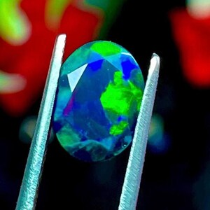 Black Smoked Opal Gemstone: 9x7mm Oval Faceted Ethiopian Opal