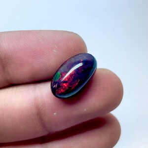 Black Smoked Fire Opal Cabochon: 15.5x9.5mm Oval Ethiopian Gemstone