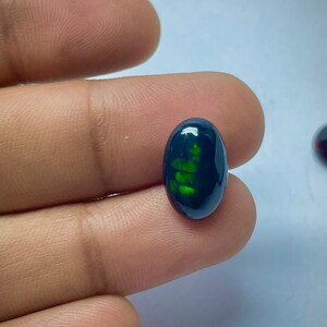 Black Smoked Ethiopian Opal Cabochon: Natural Oval Gemstone (14x9x5 MM)