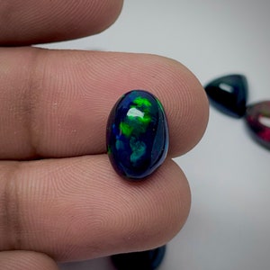 Black Smoked Opal Cabochon: 12.5x8.5mm Oval Ethiopian Gemstone