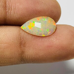 1.50 Carat Natural Ethiopian Opal Rose cut Faceted, White Ethiopian Opal Gemstone, Fire Play Opal Faceted Cabochon, Rose cut Opal cut stone