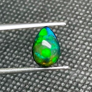 Ethiopian Fire Opal Cabochon: Black Smoked Pear Shape (10x7 MM)