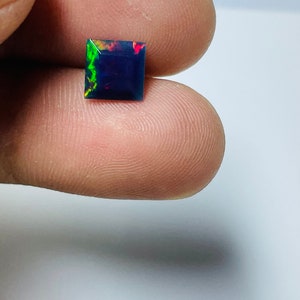 AAA grade opal - Ethiopian welo opal - loose black opal gemstone - faceted opal 7x7mm Square cut - October birthstone