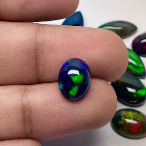 Black Smoked Ethiopian Opal Cabochon: Natural Oval Gemstone (11x8.5 MM)
