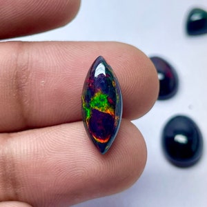 Black Smoked Opal Cabochon: Ethiopian Marquise Gemstone (17x7 MM)