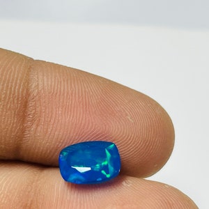 7x9mm Paraiba Ethiopian Opal: AAA Cushion Cut Gemstone