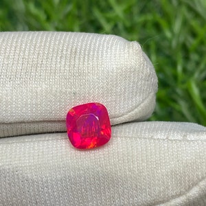 Only At My Shop! Rare Pink Ethiopian Opal Gemstone, 10mm Fire Opal Cushion Shape For Making Jewelry