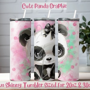Cute Panda Skinny Tumbler 20oz & 30oz PNG - Adorable - Sublimation Design  - T Shirt Digital Design Clipart - Download