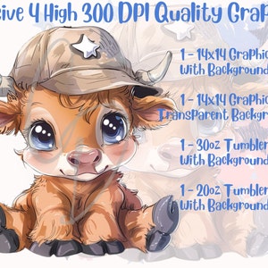 Cute Sitting Cow In Hat PNG - Adorable - Sublimation Design - T Shirt Digital Design Clipart - Download