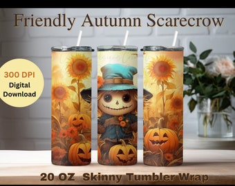 Autumn Scarecrow 20 Oz Skinny Tumbler Wrap (Digital Download)