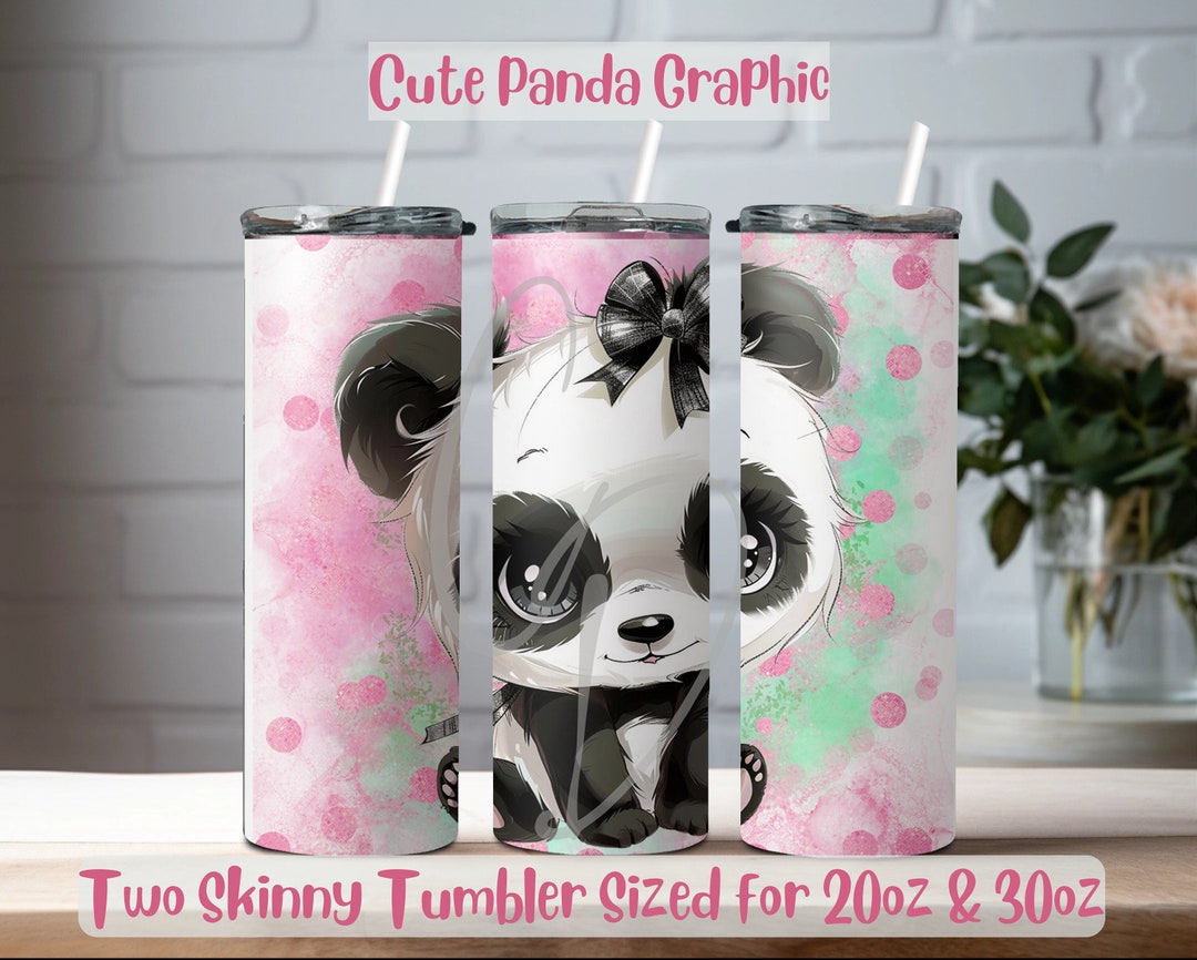 Cute Panda Tumbler PNG – 20oz & 30oz Skinny Sublimation Design (digital ...
