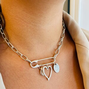 Chain Necklace with Safety Pin Clasp