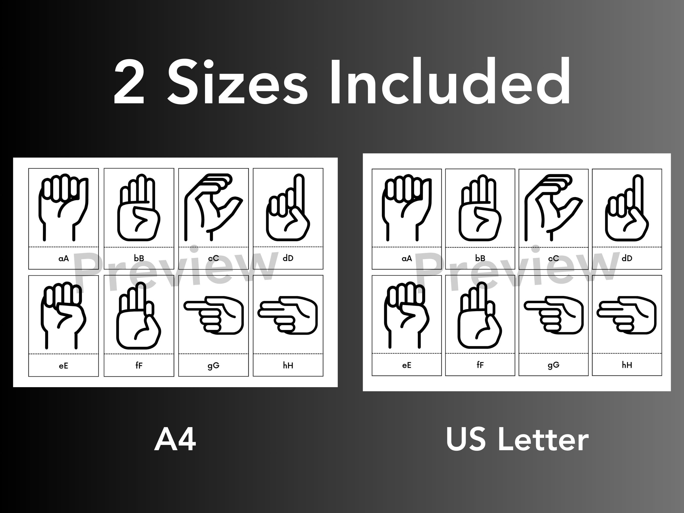 Sign Language Alphabet Flashcards, Learn ASL Flash Cards, ASL Abcs for