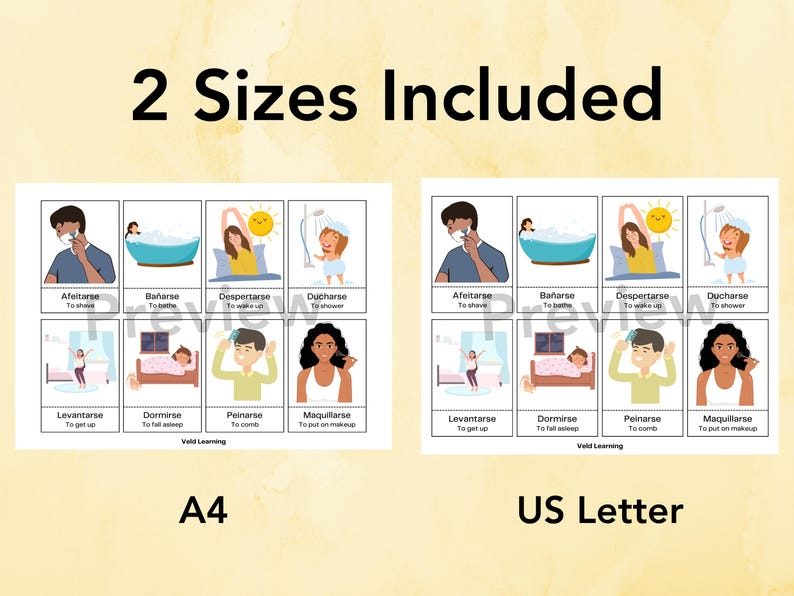 Spanish Reflexive Verb Flashcards, Spanish Language Learning Vocab ...