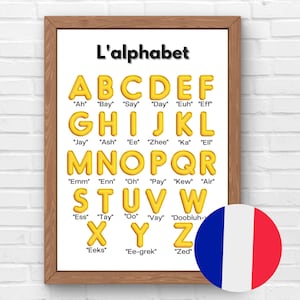 French Alphabet Poster Art, French Classroom Wall Decor, Bilingual Homeschooling, Montessori Learning, ABC Wall Art, US Letter & A4