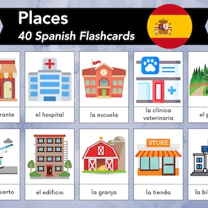 Spanish Places Flashcards: Bilingual Learning for Kids (Digital Download)