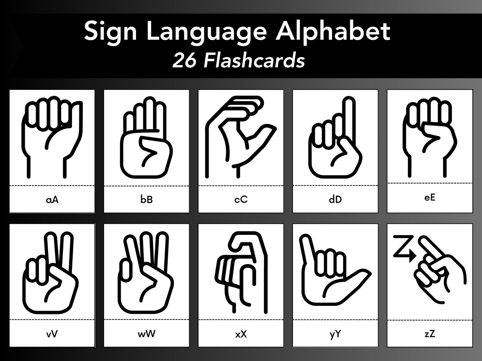 Sign Language Alphabet Flashcards, Learn ASL Flash Cards, ASL Abcs for ...
