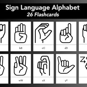 Sign Language Alphabet Flashcards, Learn ASL Flash Cards, ASL ABCs for Kids, Homeschooling Learning, Montessori Classroom, US Letter & A4