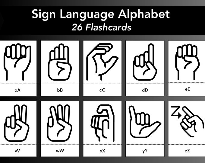 Sign Language Alphabet Flashcards, Learn ASL Flash Cards, ASL Abcs for ...