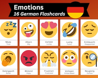 Karteikarten Deutsch Emotionen: Sprachenlernen für Kinder (PDF Download)