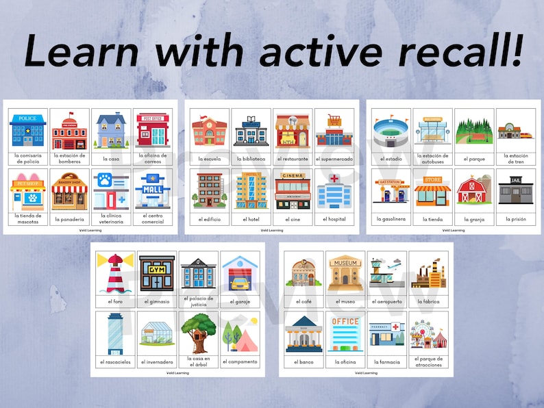 Location Flashcards Spanish Places Flashcards: Bilingual Learning for Kids (digital ...