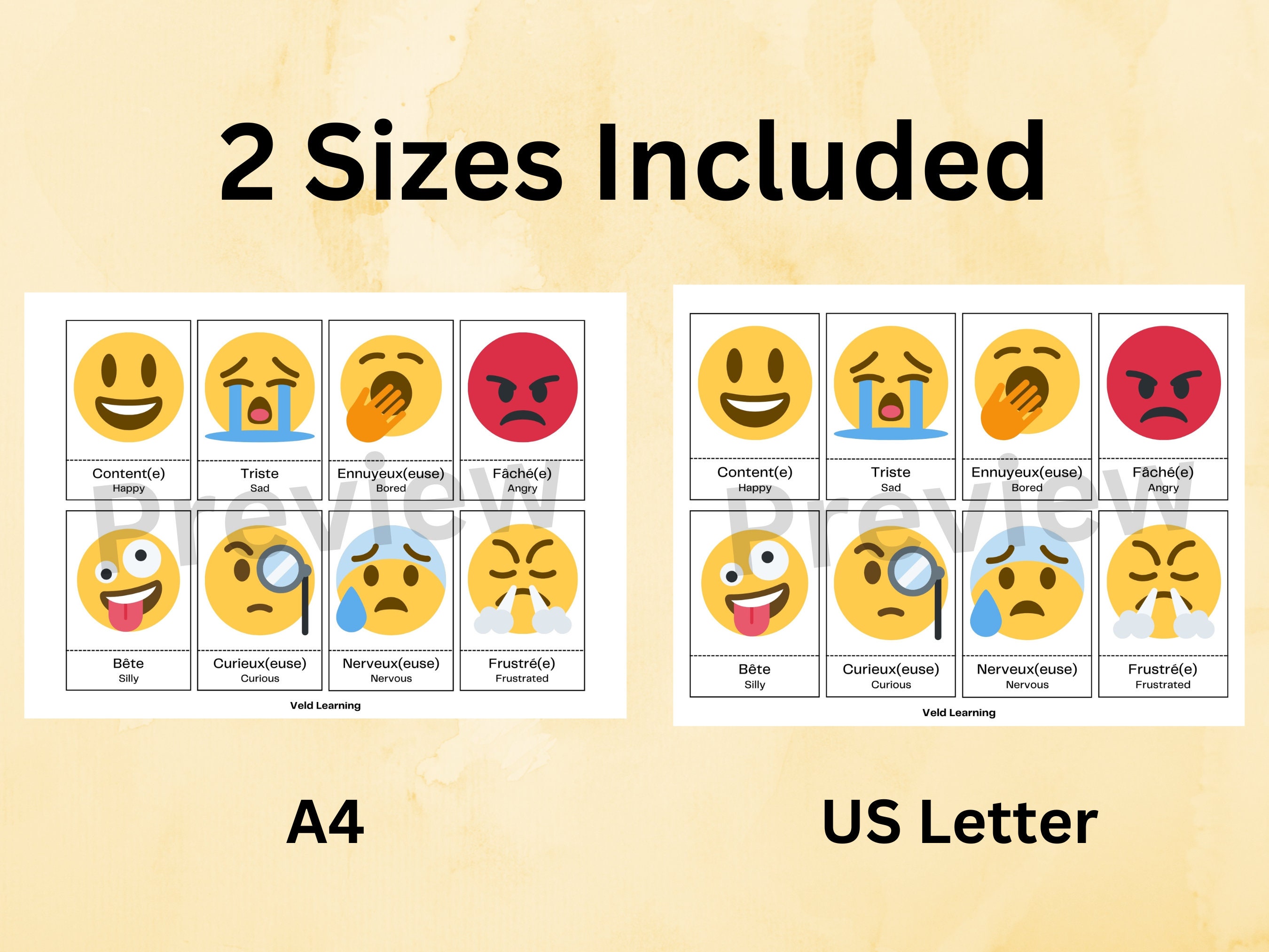 French Emotion Flashcards, French Adjective Vocabulary, Homeschooling ...