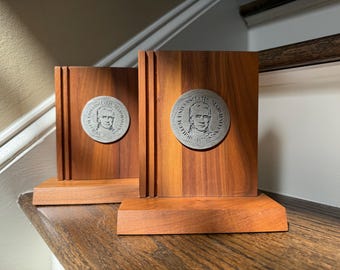 Vintage Marshall University Wooden Bookends