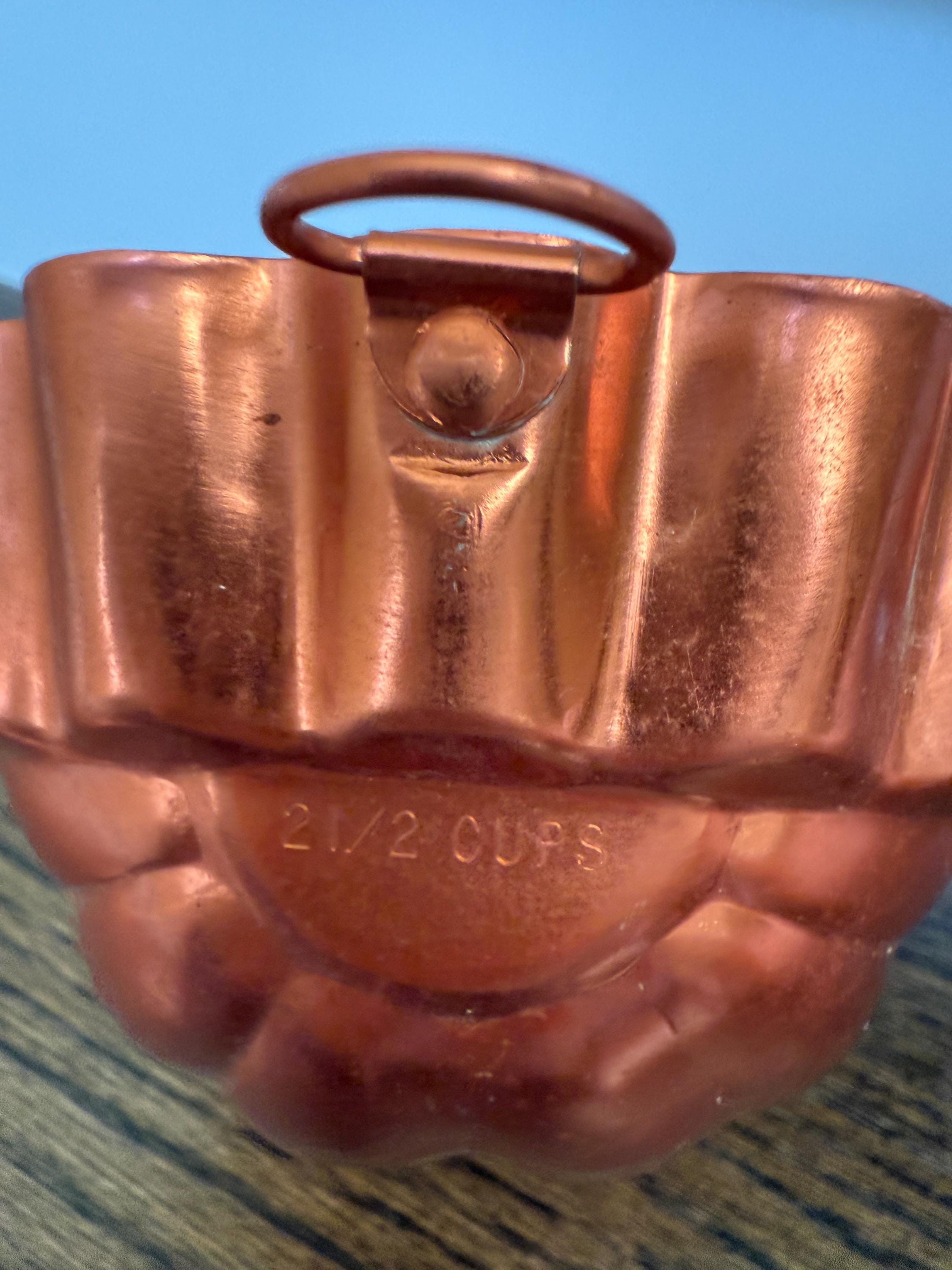 Vintage Copper Aluminum Jello Molds - Cat, Heart, Scalloped Oval